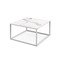 Modern Glass Square Coffee Table with Metal Frame for Living Room - 27.5" x 27.5" x 16" (L x W x H)